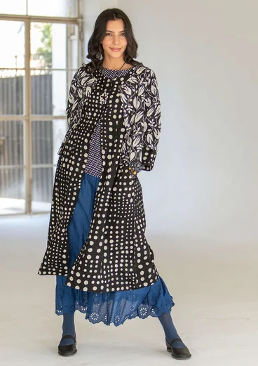 Robe "Mary" en tissu de coton biologique/lin - noir