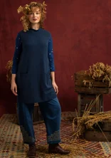 “Fields” embroidered organic cotton trousers - dark indigo