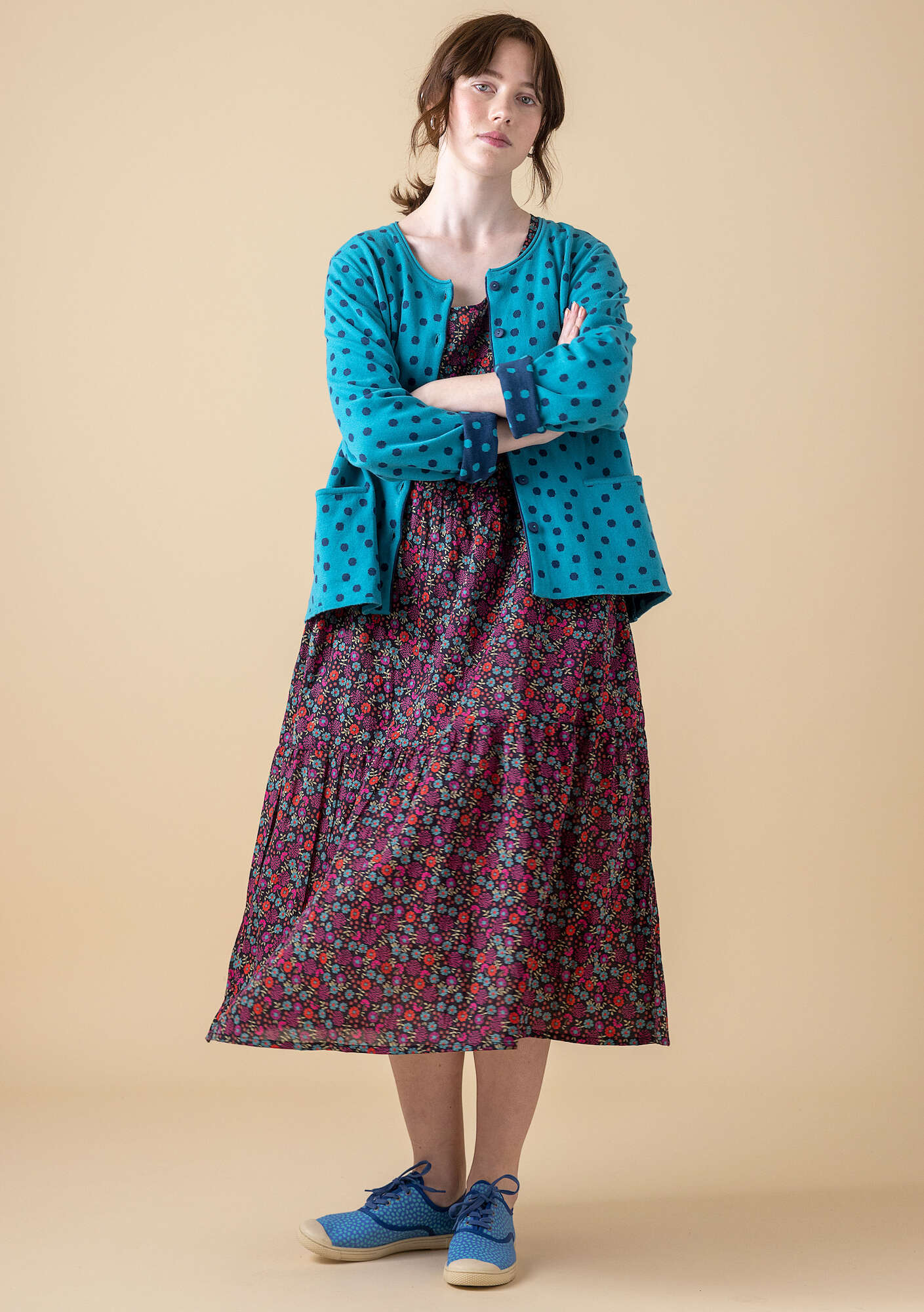 Woven organic cotton dress multicoloured