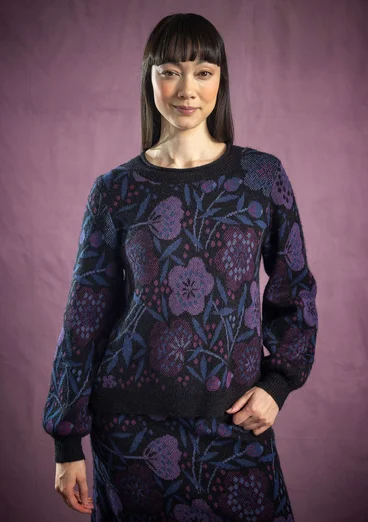 Gemusterter Pullover „Ada“ aus Bio-Baumwolle/Alpakawollgemisch - schwarz