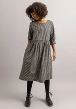 “Sofia” woven dress in organic cotton - black/check