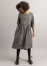 “Sofia” woven organic cotton dress (black/check S)