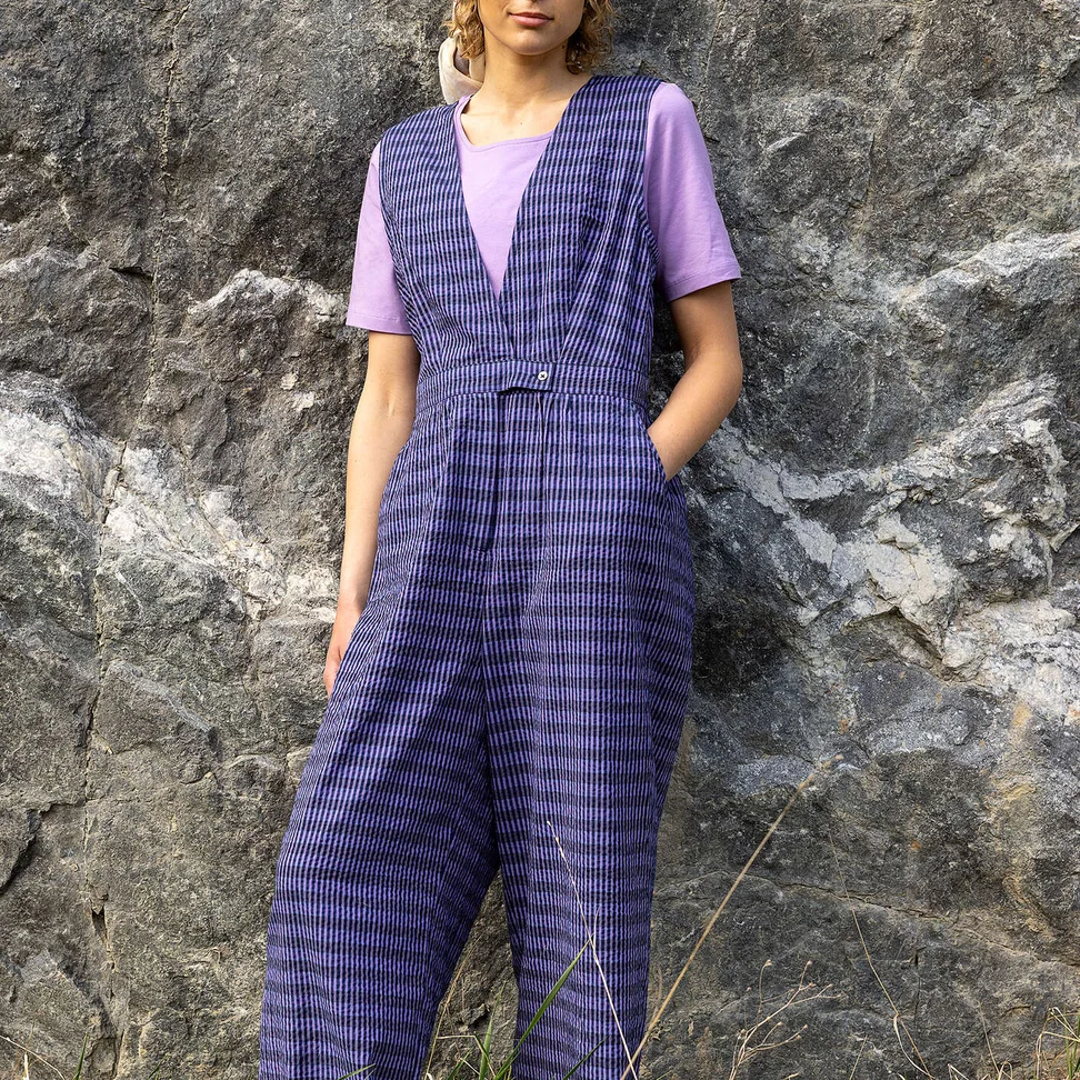 Kankaiset olkainhousut "Wavy" ekopuuvillaa - taivaansininen