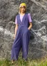 “Wavy” woven organic cotton jumpsuit (sky blue L)