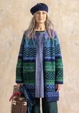 Gemusterte Strickjacke „Luleälven“ aus Lammwolle/Recycling-Wollgemisch - meerglasgrün