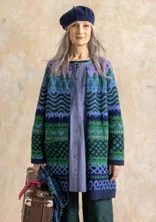 Gemusterte Strickjacke „Luleälven“ aus Lammwolle/Recycling-Wollgemisch - meerglasgrün
