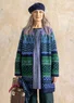 Gemusterte Strickjacke „Luleälven“ aus Lammwolle/Recycling-Wollgemisch (meerglasgrün L)