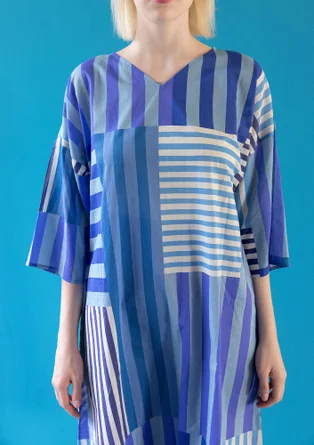 “Cherai” woven dress in organic cotton - sea blue