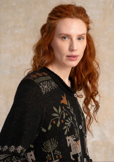 Gilet "Fåle" en maille de laine d'agneau mélangée/coton biologique - noir
