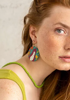 Boucles d’oreilles "Botswana" en bois - vert Orient