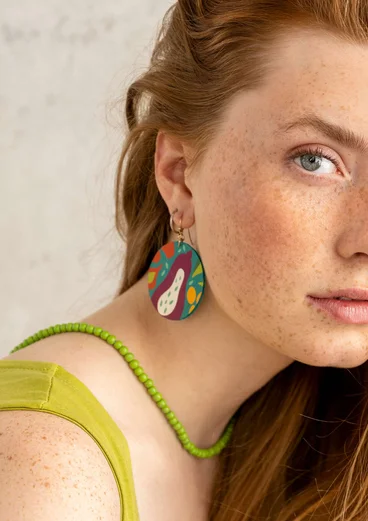 Boucles d’oreilles "Botswana" en bois - vert Orient