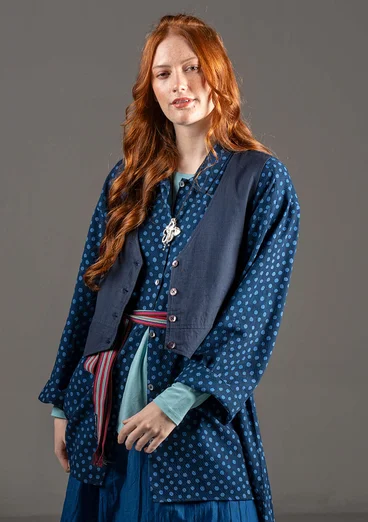 Woven organic cotton waistcoat - ink blue