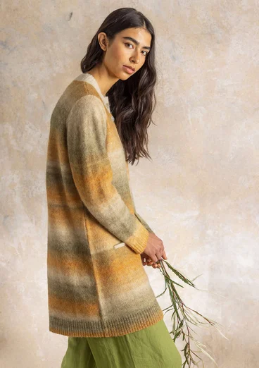 “Bello” long cardigan in alpaca/wool blend - cedar