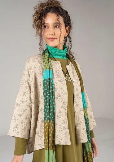 “Bodil” woven linen blouse - dark natural/patterned