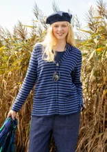 Blazer rayé et uni en maille de laine d'agneau mélangée - indigo foncé/bleu cobalt