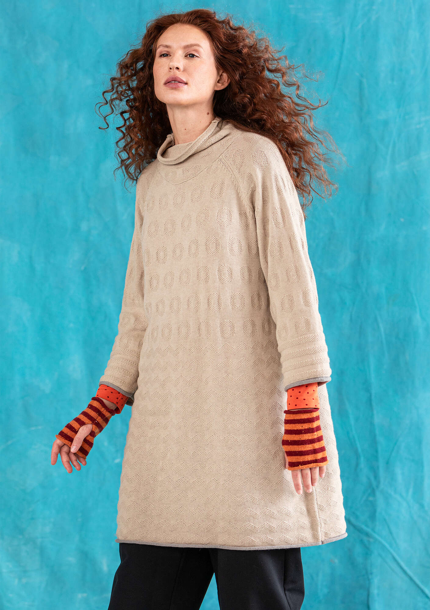 Tunic in a soft knit fabric  dark natural
