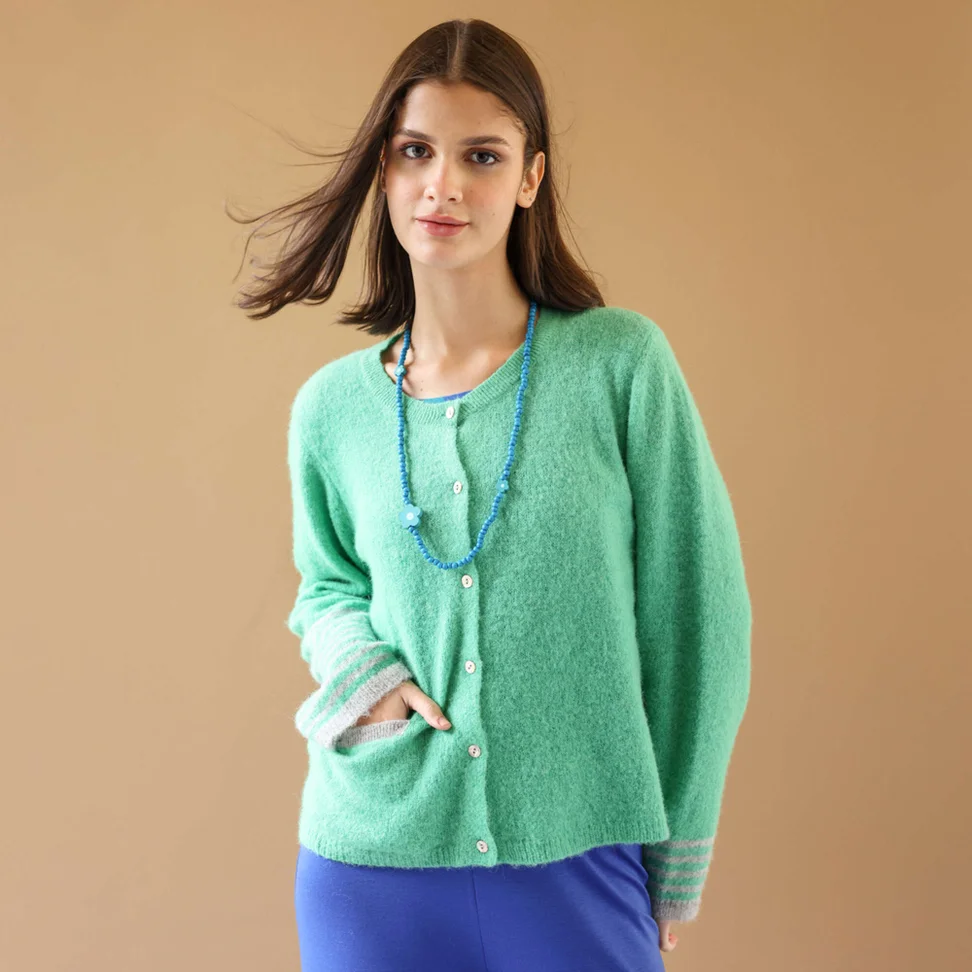 “Stripe” alpaca blend cardigan - lotus green