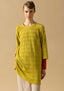Linen/recycled cotton knit sweater lime green thumbnail