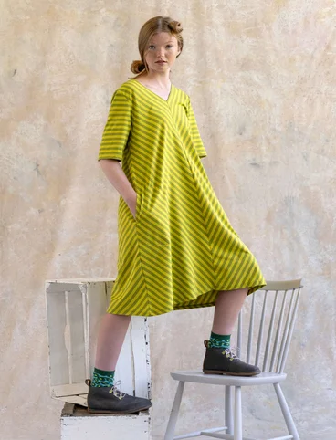 Essential striped dress in organic cotton - sparris0SL0limegrn