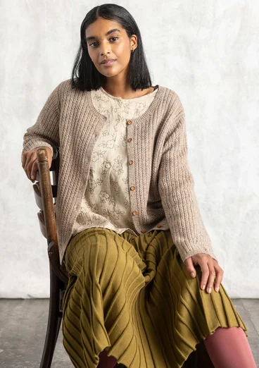 Organic/recycled cotton knit skirt - dark olive/solid colour