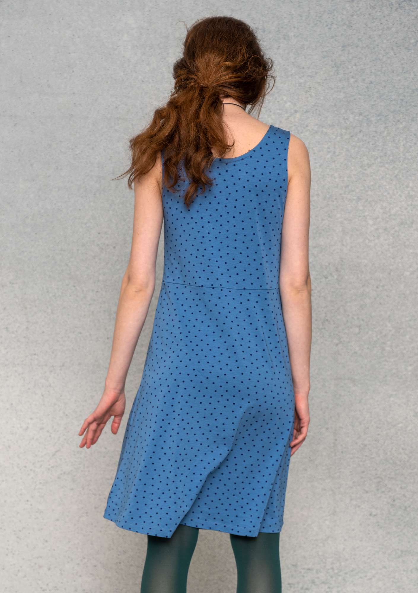 “Pytte” jersey dress made of organic cotton/modal/elastane flax blue/patterned