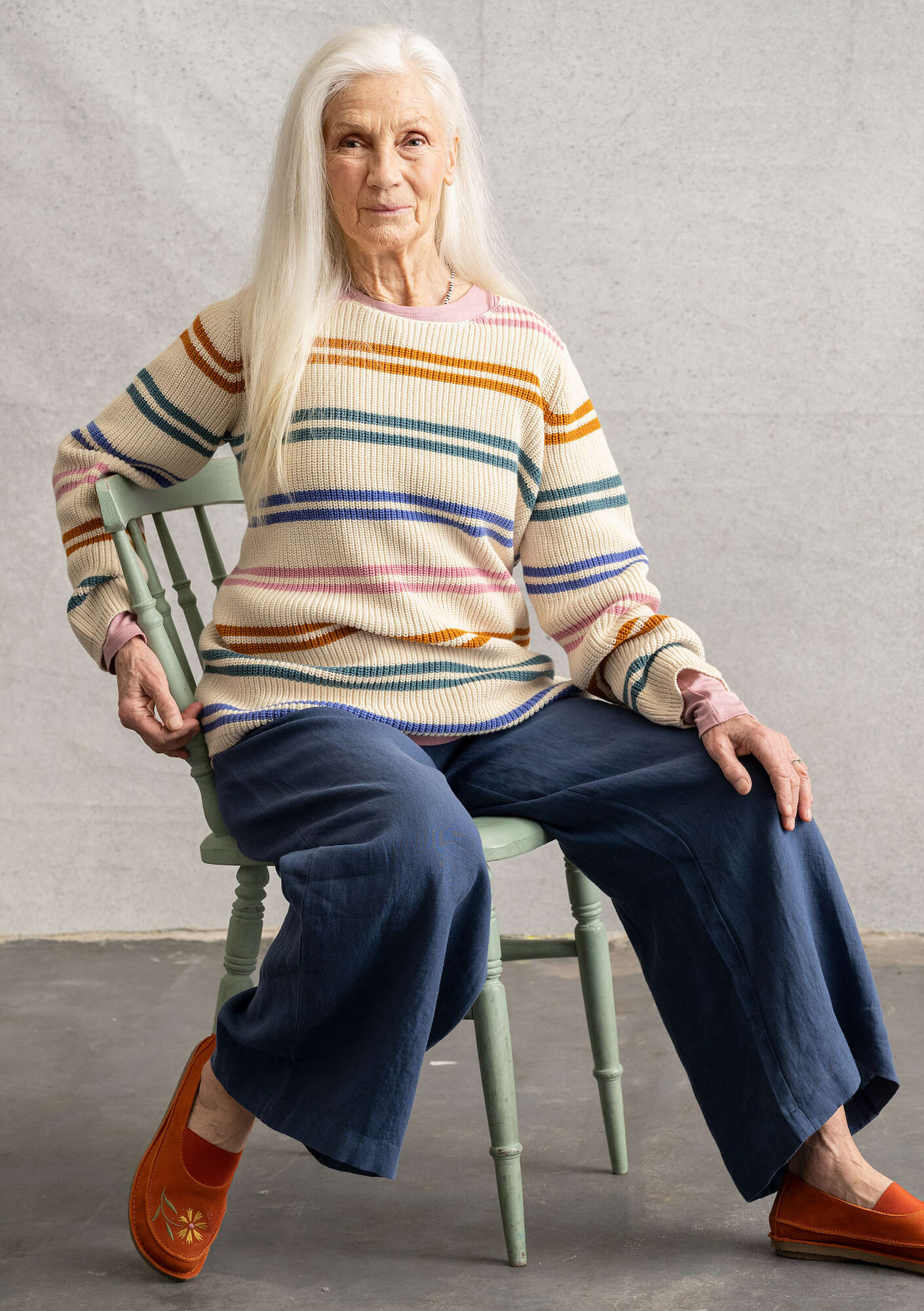 FAVOURITE sweater made of recycled cotton ecru/striped thumbnail