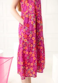 Robe "Bouquet" en coton biologique tissé - rose orchidée
