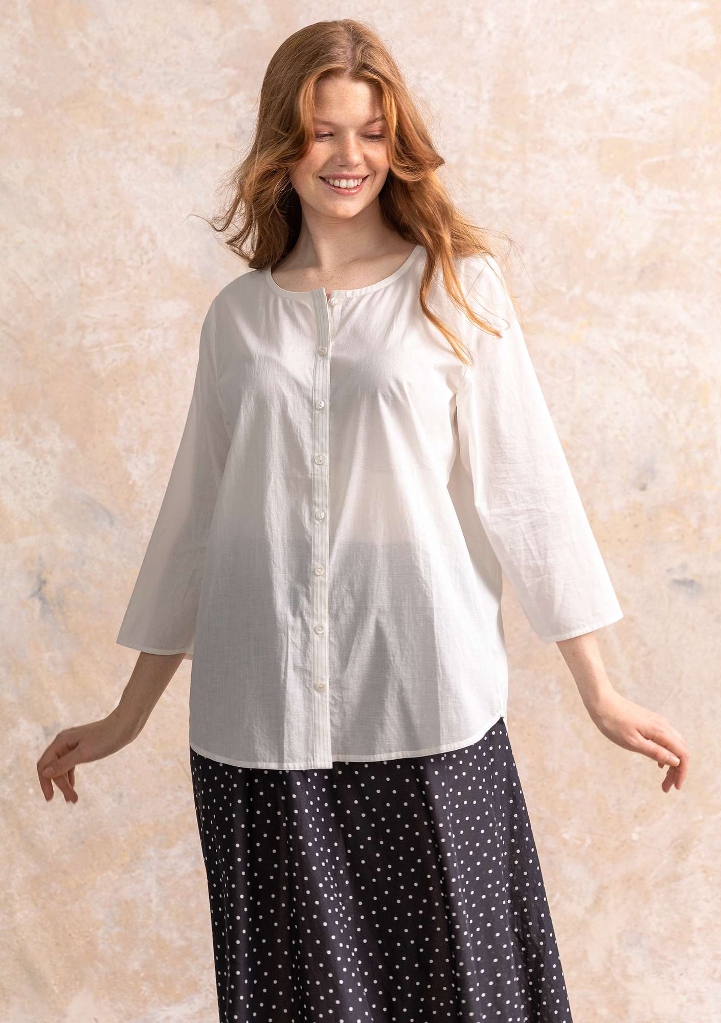 “Evelyn” organic cotton blouse ecru thumbnail