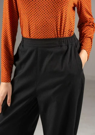 Trousers in a woven organic cotton/linen blend - black