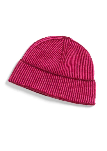 Bonnet en laine d'agneau/coton biologique et recyclé - chou rouge/cerice
