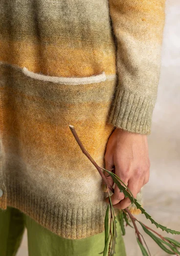 “Bello” long cardigan in alpaca/wool blend - cedar