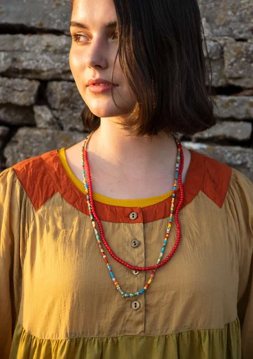 "Desert" woven organic cotton dress - ochre
