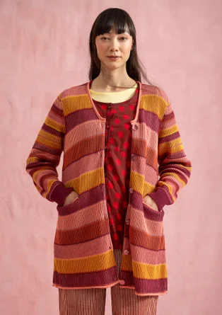 “Andromeda” organic/recycled cotton long cardigan - rhubarb