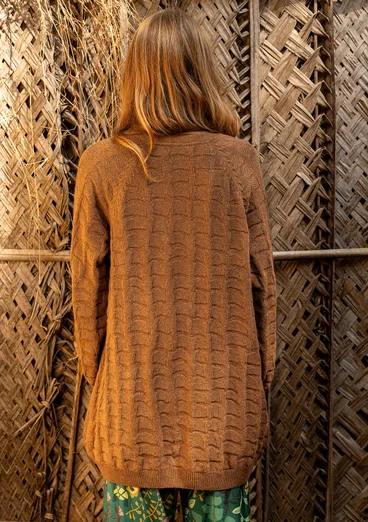 “Harriet” long cardigan in a recycled wool blend - chokolate/melange