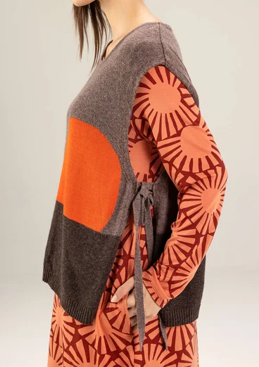 Pull sans manches "Asahi" en maille de laine mélangée recyclée/coton biologique - terre