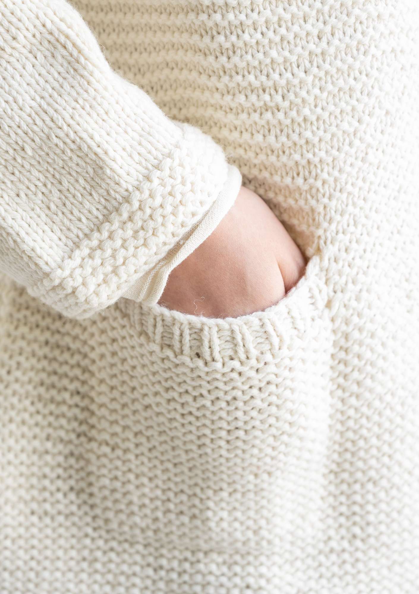 Hand-knitted organic cotton/wool cardigan undyed thumbnail