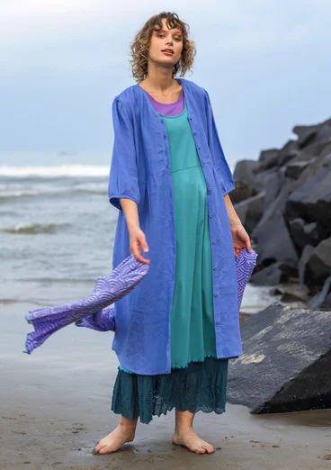 Solid-colour organic cotton jersey dress - teal