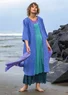 Solid-colour organic cotton jersey dress (teal L)