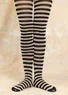 Striped organic cotton tights (black/natural L)