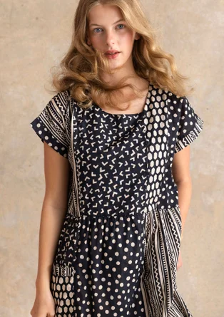 Robe tissée "Sally" en coton biologique - noir