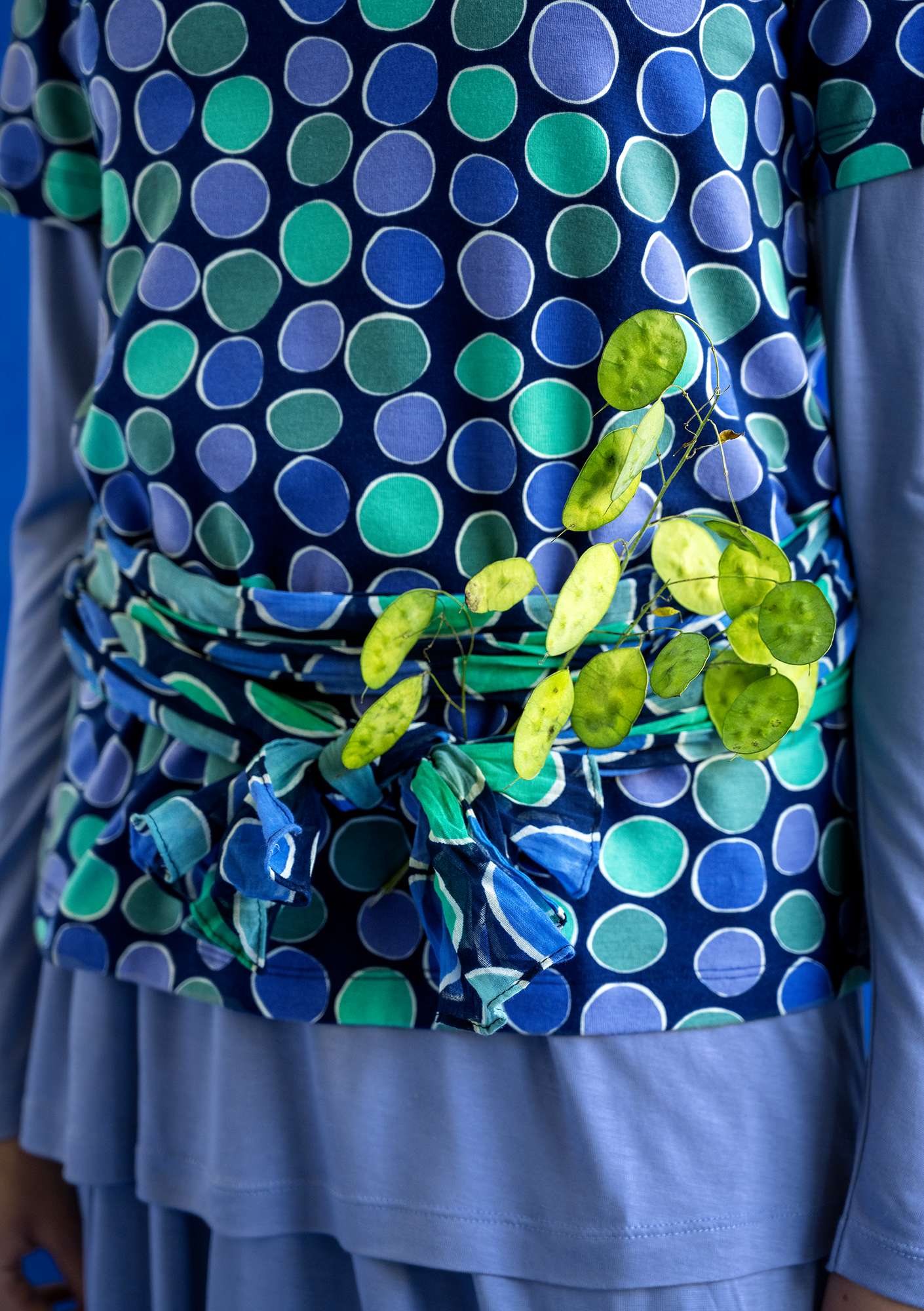 T-Shirt „Cloud“ aus Öko-Baumwolle/Elasthan  mitternachtsblau-gemustert thumbnail