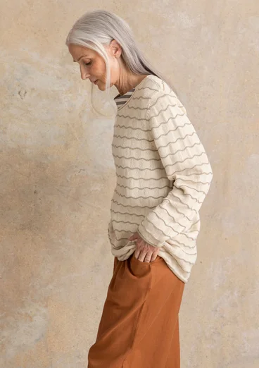 “Celia” recycled cotton favourite sweater - undyed/dark natural