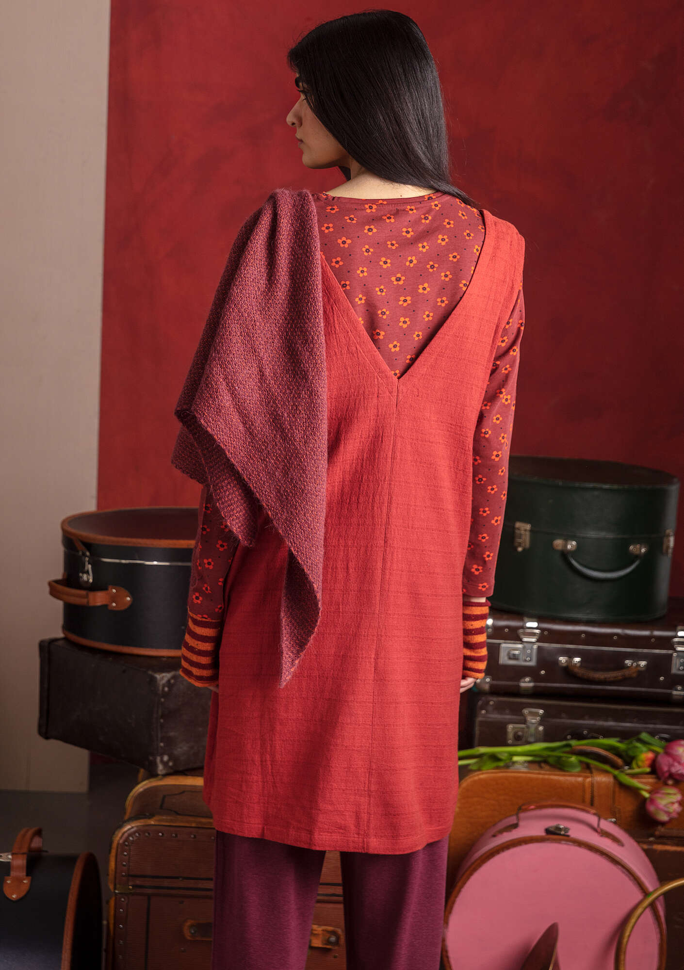 Robe en coton biologique tissé rouge rouille thumbnail