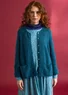 Cardigan in alpaca blend (dark petrol blue/melange XL)