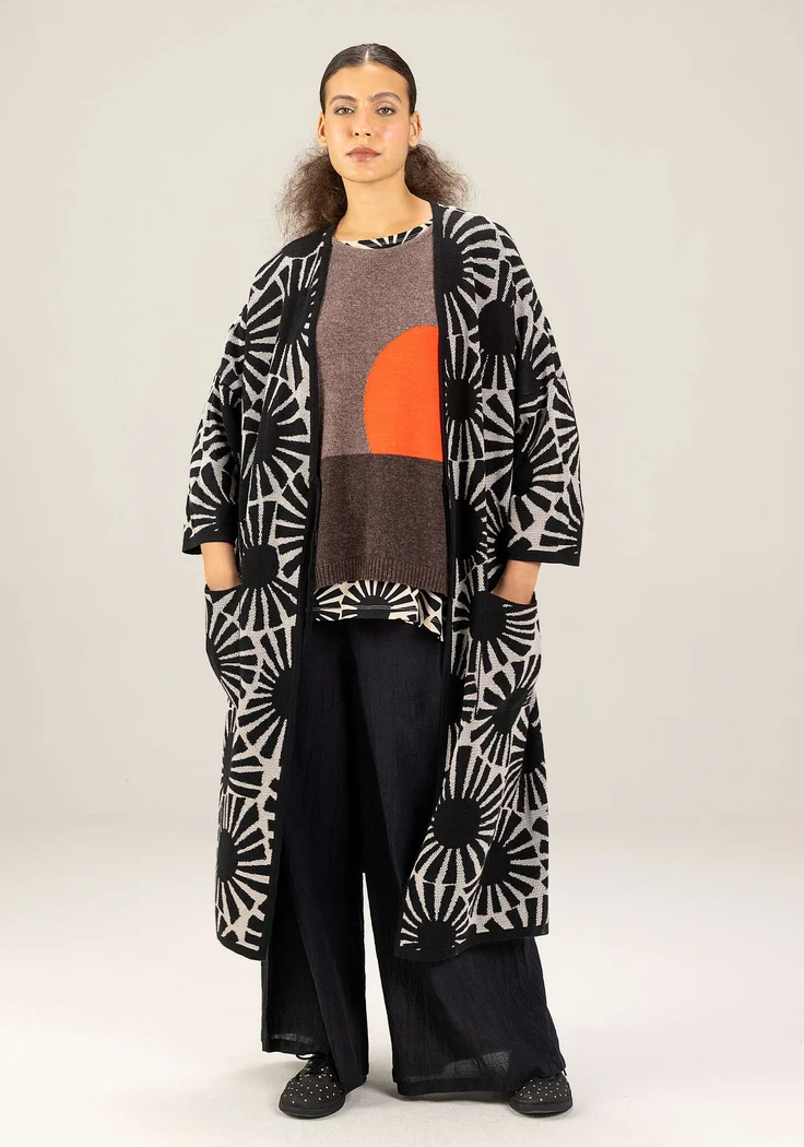 Langstrickjacke „Midori“ aus Bio-Baumwolle - schwarz