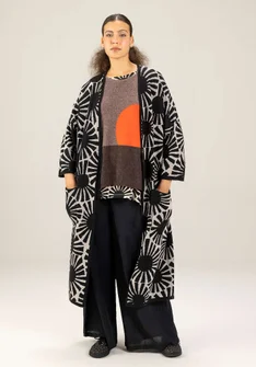 Long gilet "Midori" en coton biologique - noir