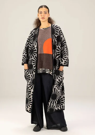 Long gilet "Midori" en coton biologique - noir