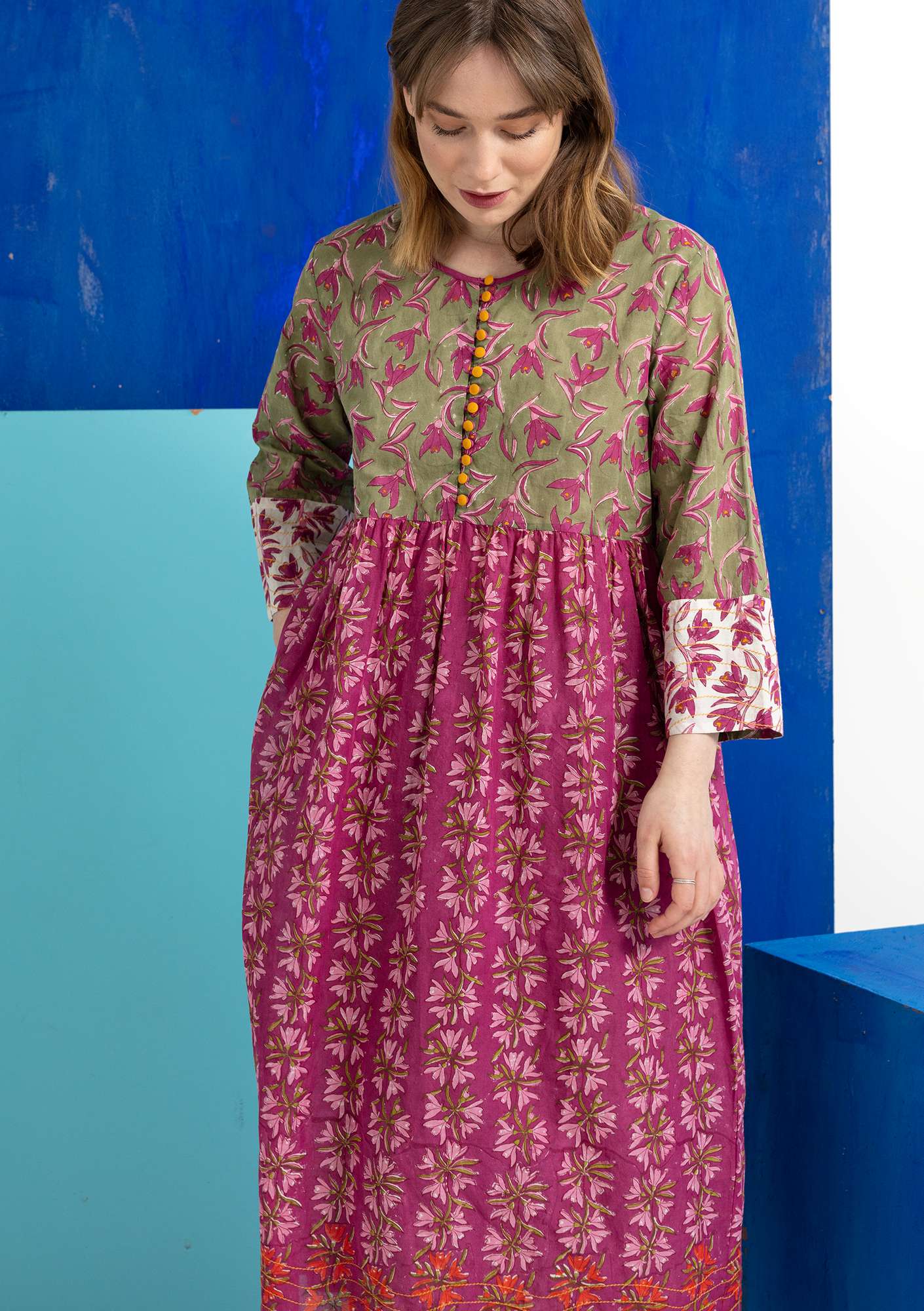 “Tara” woven organic cotton dress multicoloured