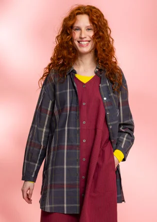 Chemise à motif en coton biologique tissé - gris cendré