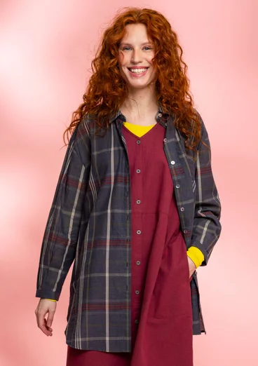 Chemise à motif en coton biologique tissé - gris cendré